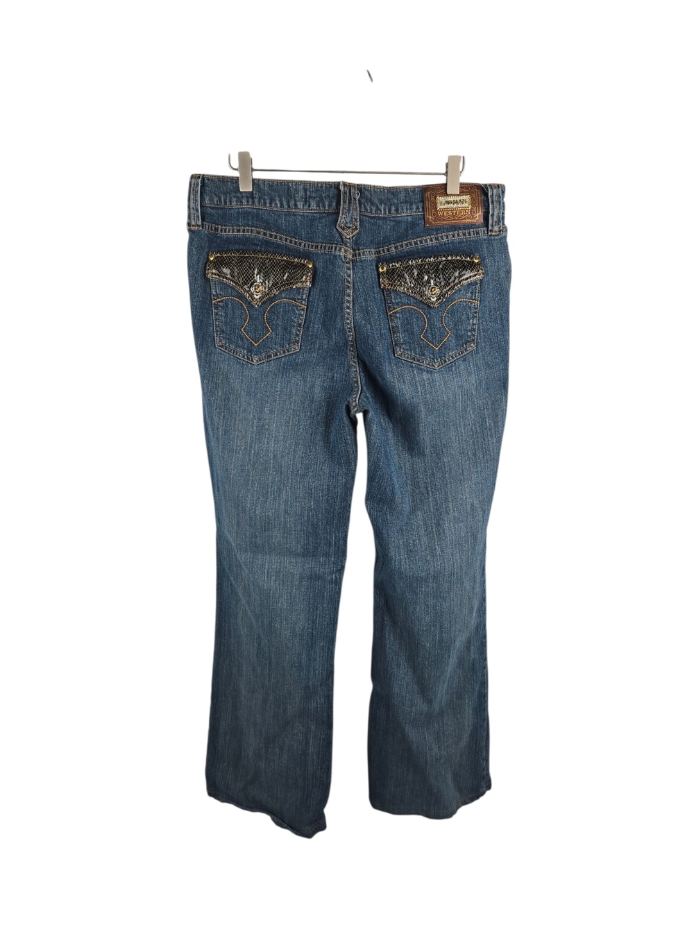 Lawman Western Bootcut Jeans Embellished Pockets Blue Size 15
